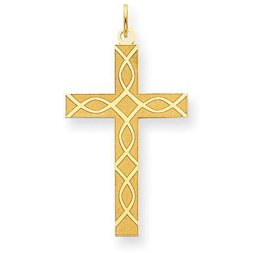Ichthus Christian Fish Infinity-Knot Design Cross Pendant in 14K Gold