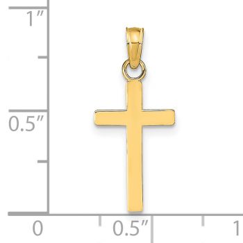 Women's Small Plain Cross Pendant in 14K Gold 3