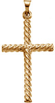 Twisted Rope Cross Pendant 14K Yellow Gold