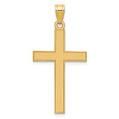 Satin Brushed Cross Necklace for Men in 14K Gold