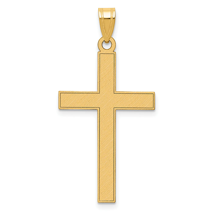 Satin-Finished Cross Necklace in 14K Yellow Gold