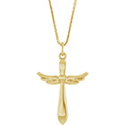 Angel Wings Cross Heart Necklace in 14K Gold