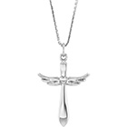 14K White Gold Angel Wings Heart Cross Necklace