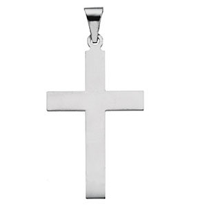 Polished Cross Pendant in 14K White Gold