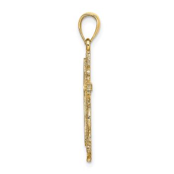 14K Gold Decorated Filigree Cross Pendant 2