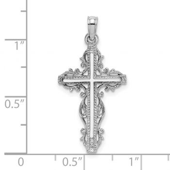 Ornate Filigree Cross Pendant in 14K White Gold 3