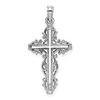 Ornate Filigree Cross Pendant in 14K White Gold