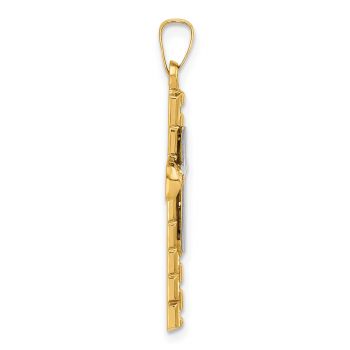 14K Two-Tone Gold Designer Latin Cross within Cross Pendant 2