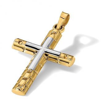 14K Two-Tone Gold Designer Latin Cross within Cross Pendant 4