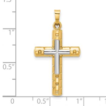 14K Two-Tone Gold Designer Latin Cross within Cross Pendant 5