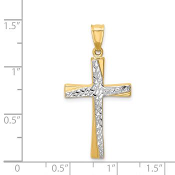 Diamond-Cut Cross Pendant in 14K Two-Tone Gold 3