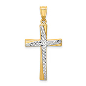 Diamond-Cut Cross Pendant in 14K Two-Tone Gold