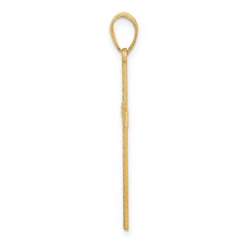 14K Gold Engraved Diamond-Cut Cross Pendant 2