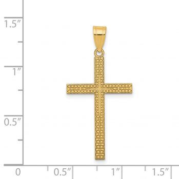 14K Gold Engraved Diamond-Cut Cross Pendant 3