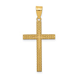 14K Gold Engraved Diamond-Cut Cross Pendant