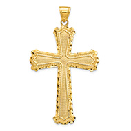 14K Gold Ornate Decorated Cross Pendant
