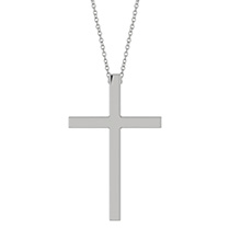 Extra-Large 14k White Gold Cross Necklace for Women with Hidden Bail