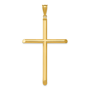 Extra-Large 14K Gold Tube Cross Pendant for Men