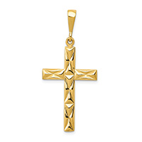 Faceted Cross Pendant in 14K Solid Gold