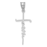 Women's Faith Cross Charm Pendant in 14K White Gold