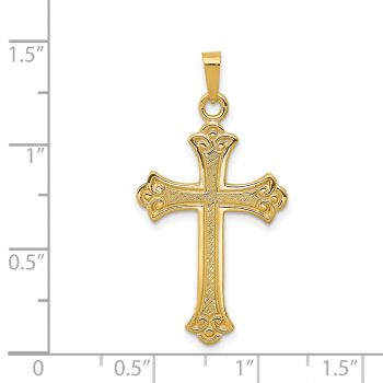 14K Solid Gold Fleur de Lis Cross Pendant 3