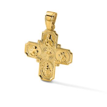 14K Gold 4-Way Jerusalem Cross Medal Pendant 4