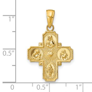 14K Gold 4-Way Jerusalem Cross Medal Pendant 5