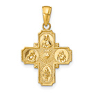 14K Gold 4-Way Jerusalem Cross Medal Pendant