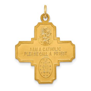 14K Solid Gold 4-Way Jerusalem Medal Cross Pendant 3