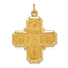 14K Solid Gold 4-Way Jerusalem Medal Cross Pendant