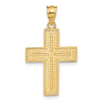 Greek Key Cross Pendant in 14K Solid Gold 3