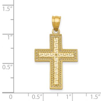 Greek Key Cross Pendant in 14K Solid Gold 4