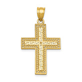 Greek Key Cross Pendant in 14K Solid Gold