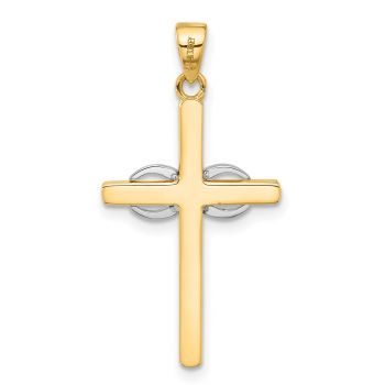 Small 14K Two-Tone Gold Infinity Cross Pendant 3