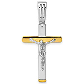 italian crucifix pendant for men 14k two tone gold