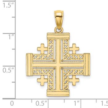 14K Solid Gold Jerusalem Cross Pendant 2