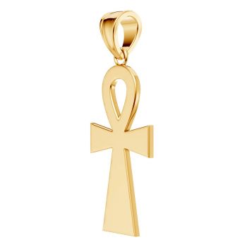 Large 14K Gold Plain Ankh Cross Pendant for Men 2