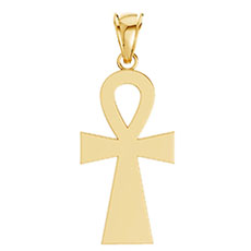 Large 14K Gold Plain Ankh Cross Pendant for Men