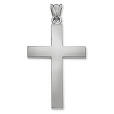 Large 14K White Gold Thick Heavy Cross Pendant for Men