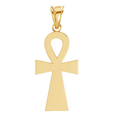 Large Men’s 18K Gold Polished Ankh Cross Pendant