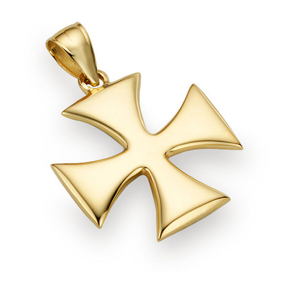 18k solid gold holy warrior maltese cross pendant for men