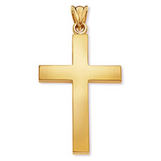 Large 22K Gold Thick Polished Heavy Cross Pendant for Men