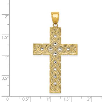 Large Diamond-Cut Latin Cross Pendant in 14K Two-Tone Gold 4