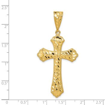 Large Diamond-Cut Nugget Cross Pendant in 14K Gold 3