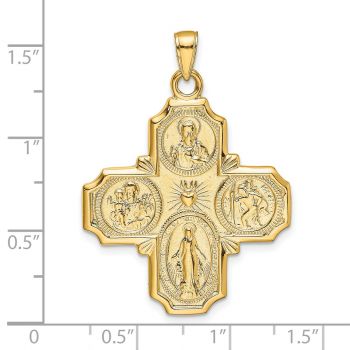 Large 14K Gold 4-Way Jerusalem Cross Pendant 4