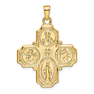 Large 14K Gold 4-Way Jerusalem Cross Pendant