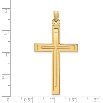 Large 14K Gold Laser-Etched Cross within Cross Pendant 4