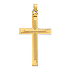 Large 14K Gold Laser-Etched Cross within Cross Pendant