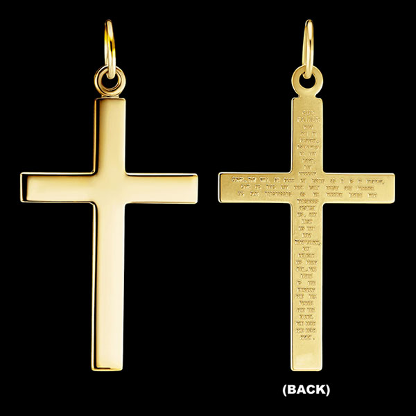 14k gold cross pendant with the lord's prayer for men