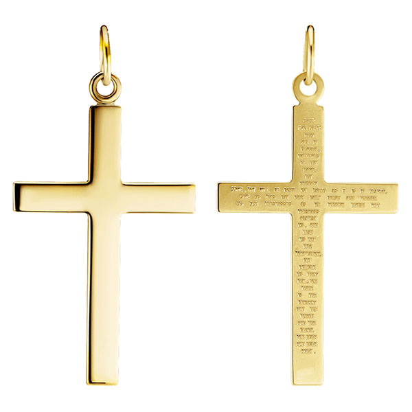 14k gold cross pendant with the lord's prayer for men